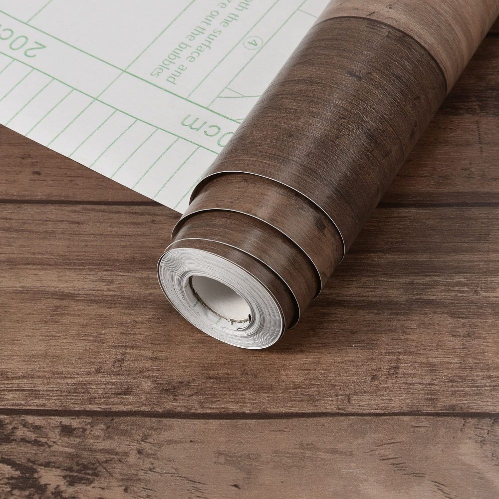 リメイクシート 壁紙 木目 10m はがせる シール おしゃれ 厚手 カッティングシート 透けない 貼ってはがせる 防水 防カビ 賃貸 簡単 diy 模様替え（ダークブラウン木目調 幅44.5cmX10m）