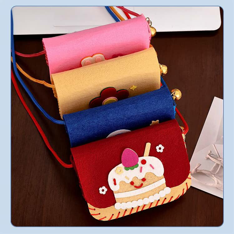 12個セット キット フェルト ソーイングキット バッグ ケーキ 小物収納 バッグ DIY 手作り キッズ 手芸キット 子供 ハンドバッグ ハンドメイド アニマル ウサギ いちご 12個セット 知育 幼稚園 教具 プレゼント 3