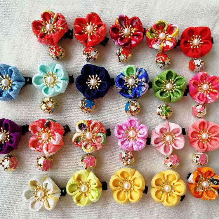 2個入り 紅 3歳 髪飾り かわいい 七歳 七歳 花 三歳 七五三 レッド 七五三 三歳 3...