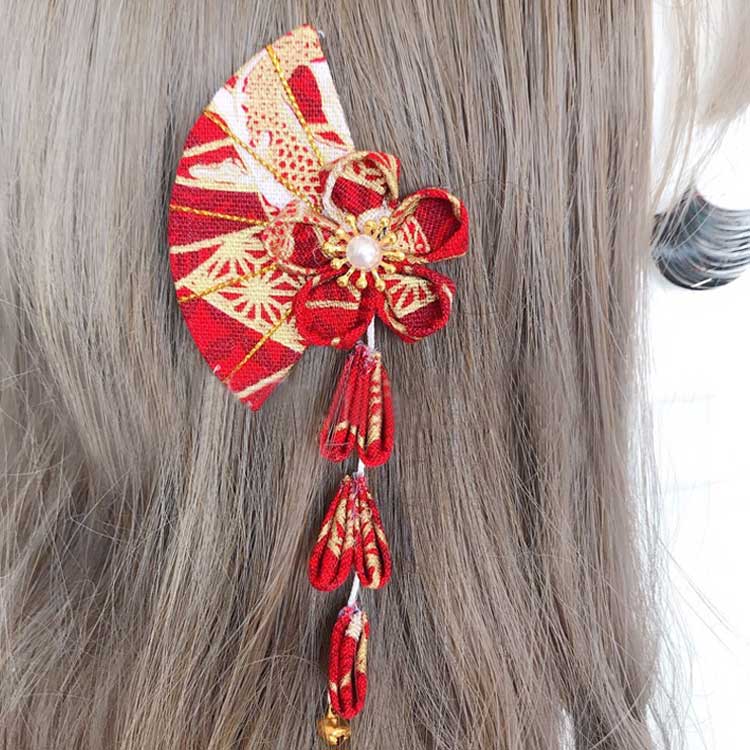 桜 扇 三歳 七五三 3歳 7歳 ヘアアクセサリー 花 髪飾り ヘアクリップ 七歳 和風 ...