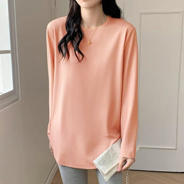 春 2枚セット Tシャツ Tシャツ インナー 秋 秋冬 40代 クルーネック カジュアル 両面起毛 カットソー 起毛 シンプル トップス 30代 50代 暖かい 透け防止機能 ロンT 大きいサイズ ゆったり 無地 秋 20代 長袖tシャツ レディース 冬 仕事 お洒落