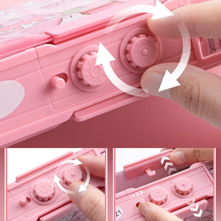 両面筆入れ 箱型 筆箱 筆箱 ペンケース パスワードロック付き 両面で使用可能 女の...