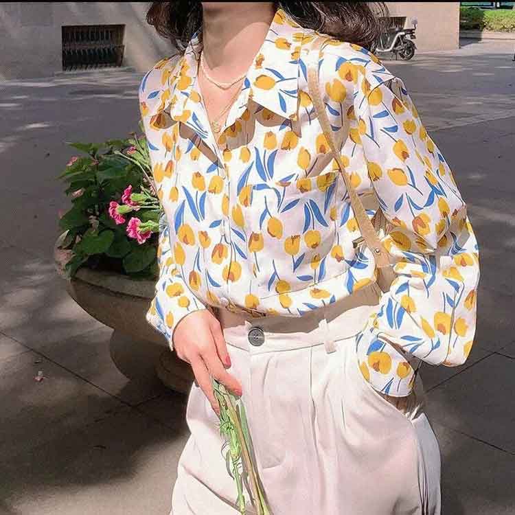 カジュアル 花柄 トップス レトロ 長袖 シャツ ゆったり 春 トップス 大きいサイズ 幾何柄 レディース シャツ レトロ ブラウス モード オーバーサイズ 個性的 総柄 ブラウス お洒落 ダンス衣装 原宿系 韓国 春夏秋冬 長袖シャツ プリント 可愛い 流行