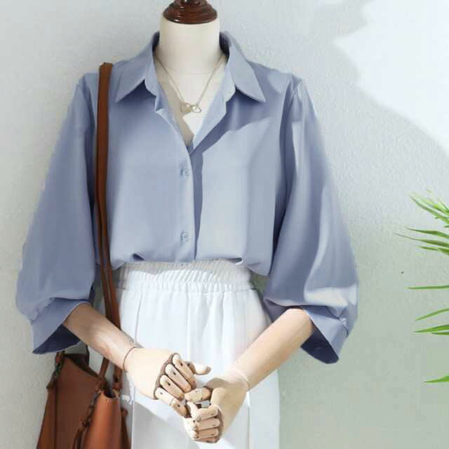 ワイシャツ シャツ ブラウス 7分袖 レディース レディースブラウス 七分袖 ワイシャツ ベージュ 事務服 カジュアル オフィス おしゃれ 大きいサイズ フェミニン フォーマル きれいめ 白 ホワイト イエロー 定番 ブルー