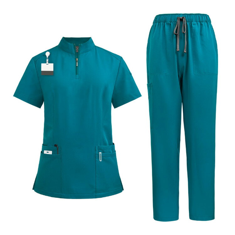 立ち襟 ナース服 上下セット 医療用 スクラブ 半袖 白衣 女性用 スクラブ 白衣 医療 パンツ ズボン かわいい レディース 看護師 ナース 介護士 総ゴムパンツ 白衣 ナース服 ナースウェア エステ ユニフォーム スタンドカラー 介護士 クリニック 送料無料