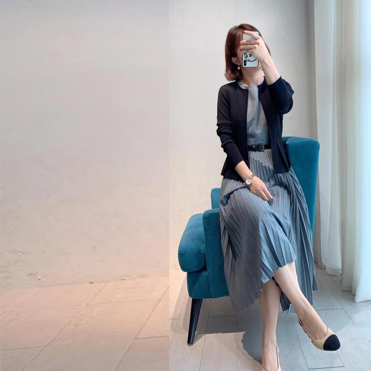 フォーマルスーツ 2点セット レディース ママスーツ プリーツワンピース ジャケッ...