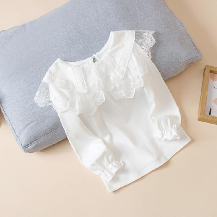 子供 ブラウス キッズ 女の子 シャツ レースの襟 おしゃれ フリル 長袖 女の子 子ども ジュニア 綿 シャツ フォーマル ブラウス 白 入学式 卒園式 入園式 子供服 トップス シャツブラウス 可愛い 110 120 130 140 150 160cm