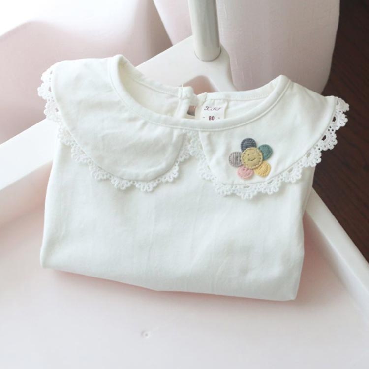 ベビー服 衿 ブラウス 襟付き tシャツ 長袖 トップス 春 秋 赤ちゃん 女の子 白 カットソー 綿 シンプル 子供服 コットン キッズ 可愛い フォーマル ホワイト 保育園 幼稚園 80 90 100 110 120 130 140cm お出かけ 普段着 入園式 卒園式 レース 丸襟