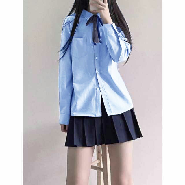 スクールシャツ レディース ワイシャツ 水色 制服 長袖 シャツ 学生 学生シャツ スクール 中学生 高校生 大学生 無地 シンプル jk 学院風 通学 春 春服 秋 秋服 女子高生 女子中学生 小学生 大人 仕事 スクールワイシャツ ガールズ