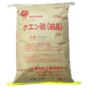 食品添加物 クエン酸32M 25kg 昭和化工品 消臭 トイレ掃除 フィルター 掃除 シンク 水垢 黄ばみ　【結..