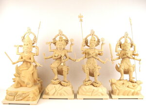 仏像 四大明王 約32cm 桧木 降三世明王 軍荼利明王 大威徳明王 金剛夜叉明王