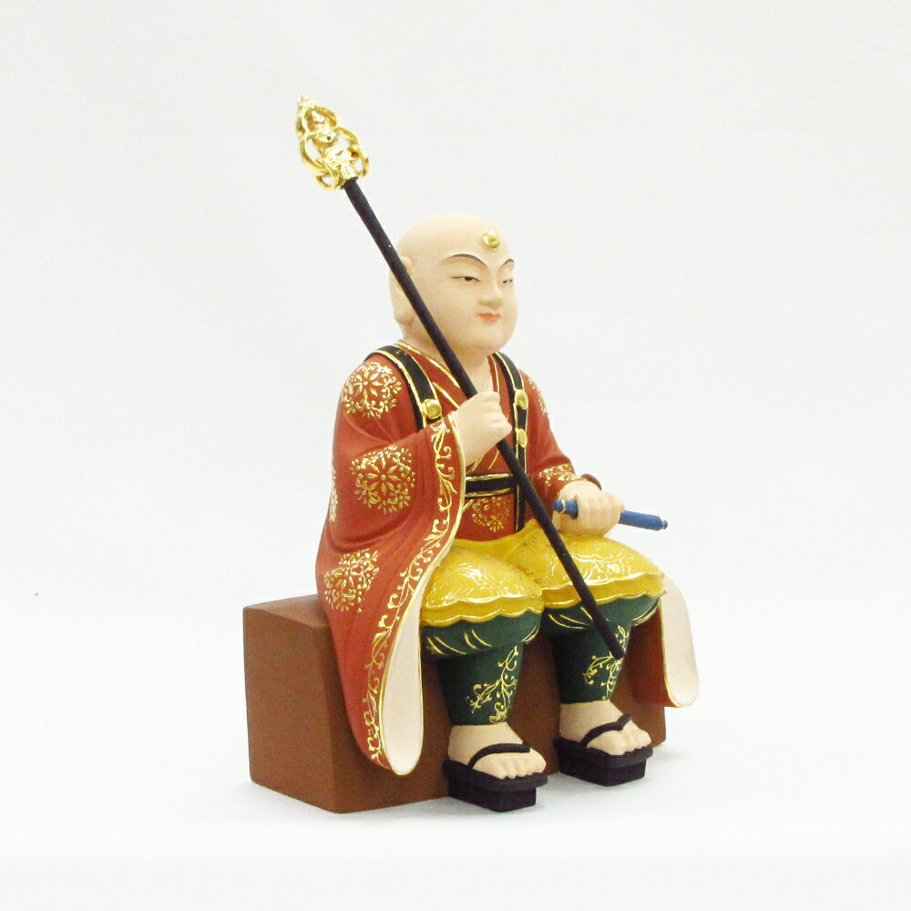 仏像 理源大師 倚像 総高20cm 桧木彩色