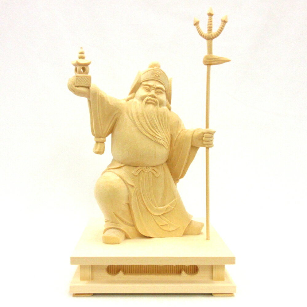 神像 七福神・毘沙門天 総高約25cm 桧木