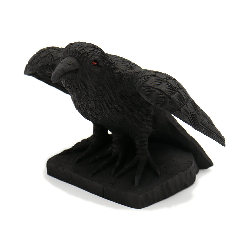 木彫 八咫烏 やたがらす やたのからす 11cm 楠木彩色