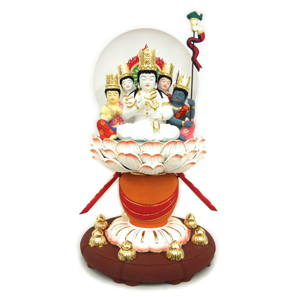 仏像 五秘密菩薩 座像 3.5寸 円光背 宝瓶台 桧木彩色