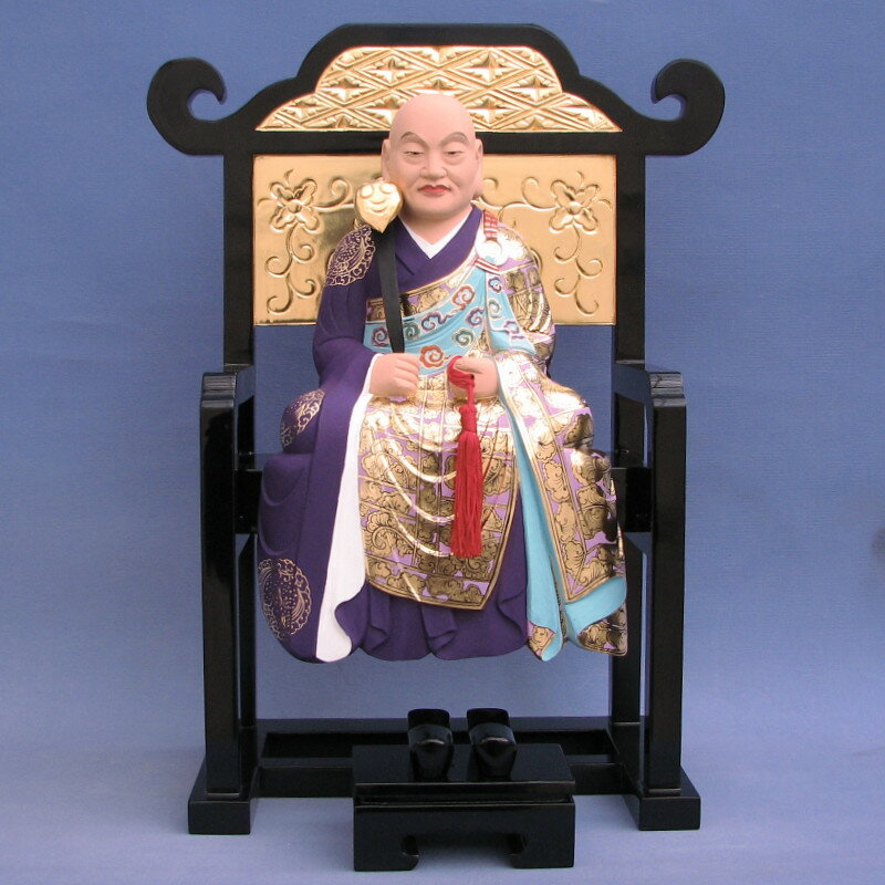 木彫仏像/螢山禅師総高50cm桧木彩色