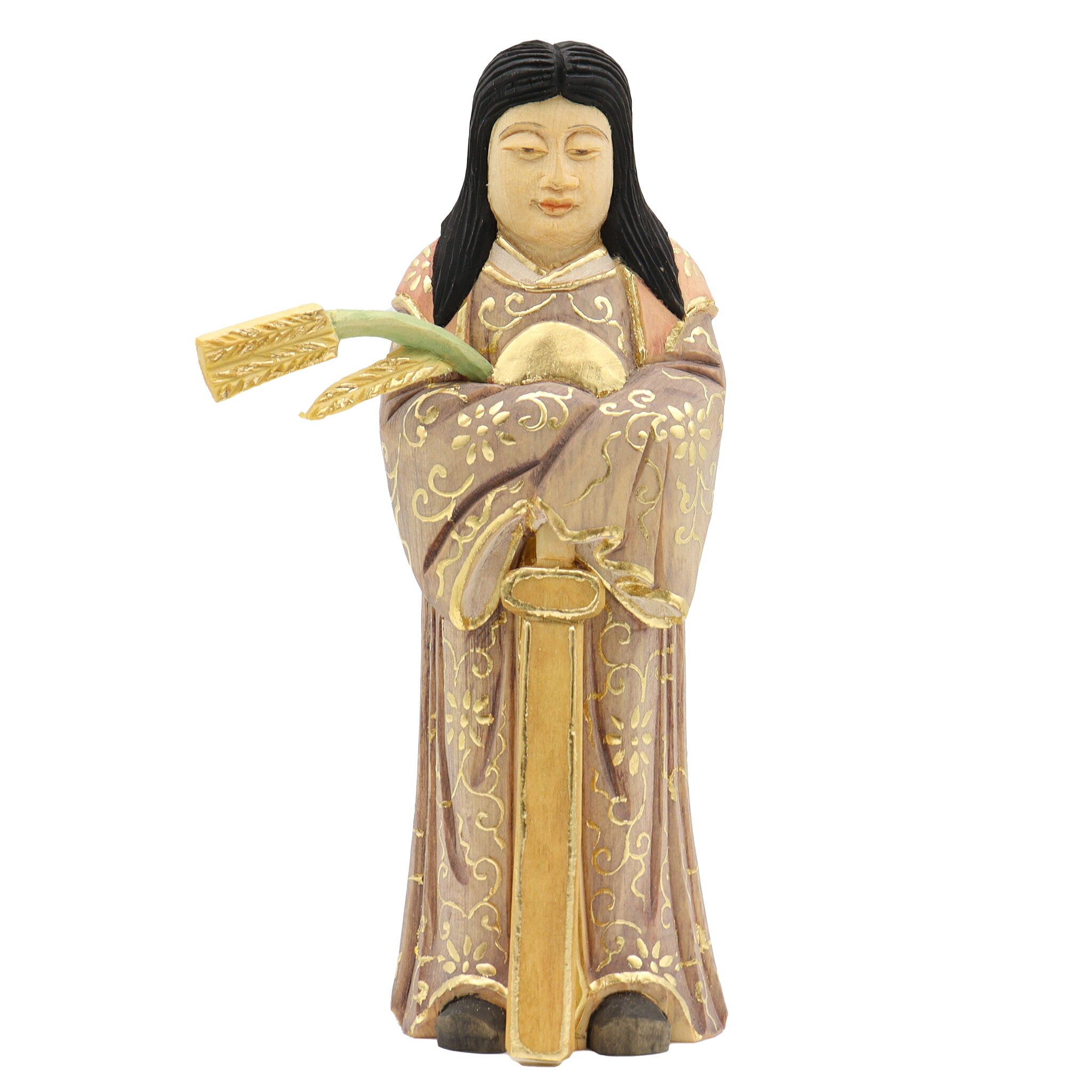 神像 豊受大神（トヨウケノオオカミ/トヨウケビメ）15cm 桧木彩色