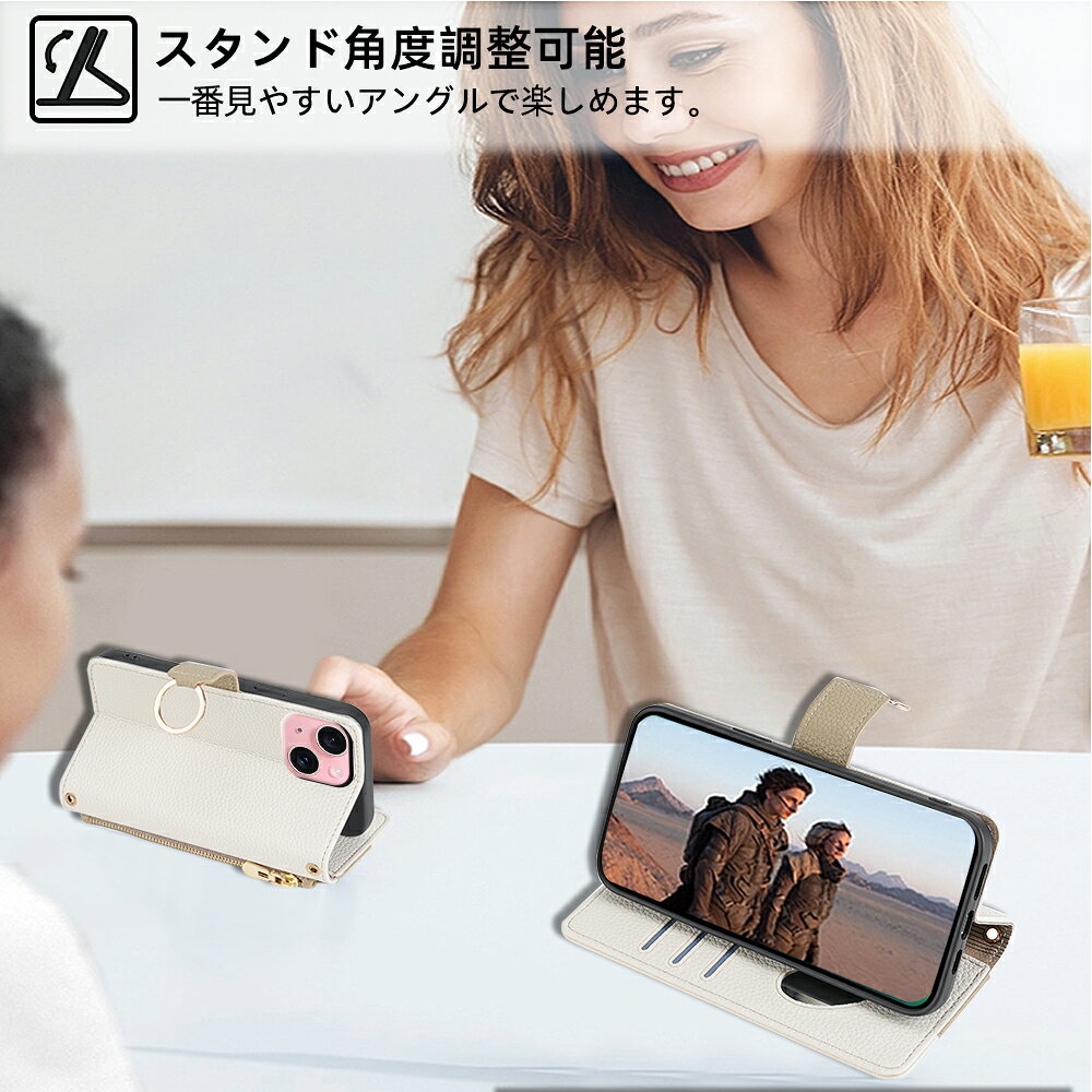 手帳型 iphone16e/16/16proケース 鏡付き スマホカバー iphoneケース　iphone15ケ...
