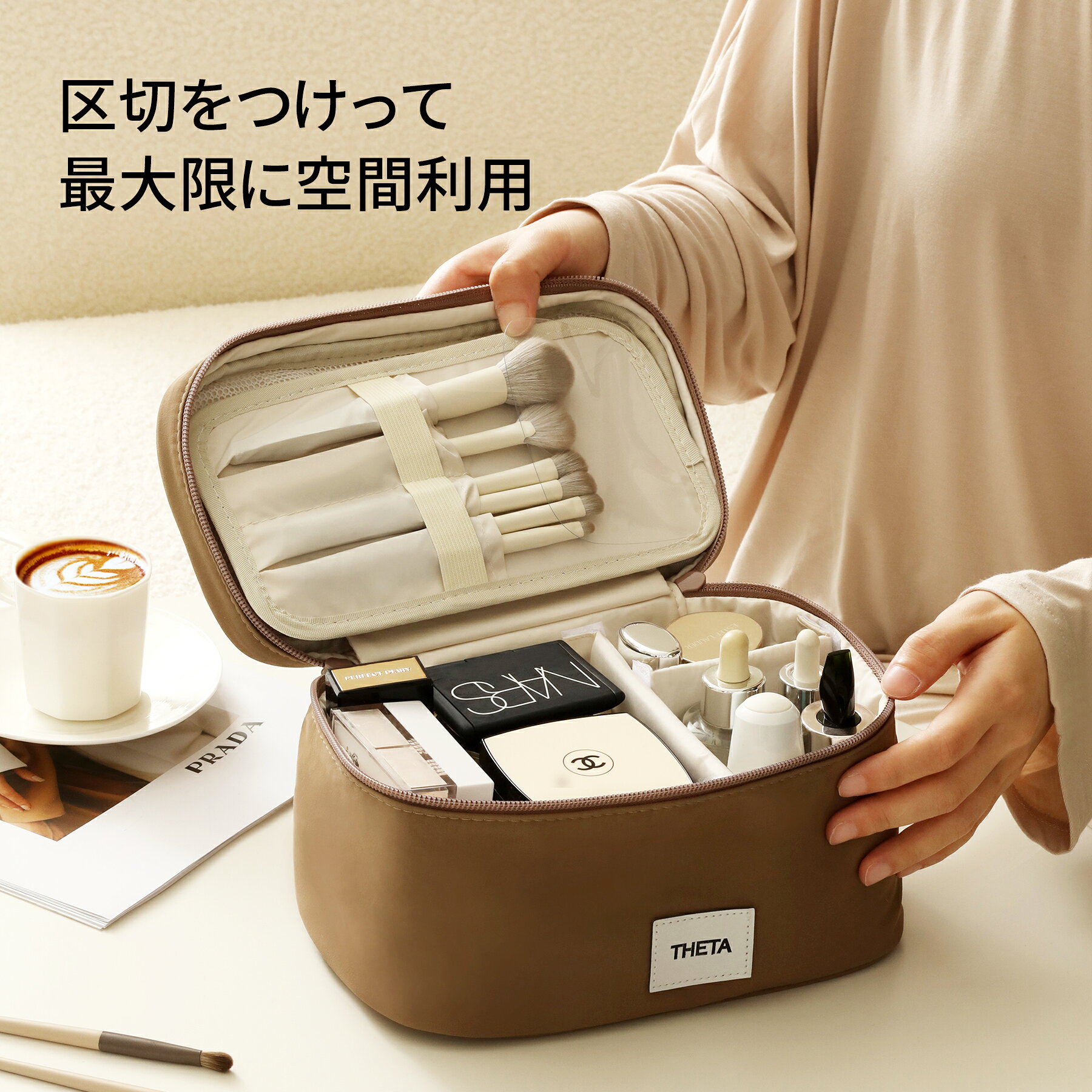 ＼9/18 お客様感謝デー【10％OFF】先着50枚／ 化粧ポーチ 大容量 メイクポーチ 化粧ポーチ 大きめ かわいい 自立 持ち歩き コンパクト ブランド CRiCO Thetaシリーズ トラベルポーチ 化粧ポーチ 旅行 コスメポーチ 洗える 化粧品 ポーチ CRiCO by 黒鳥商店 kurodori-10000085 黒鳥商店 サンプル画像2