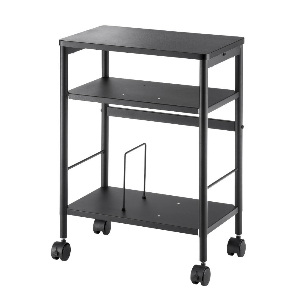 サンワサプライ 高さ可変ワゴン WG-MX01BK ワゴン 整理棚 コンパクトワゴン キャスター付き メラミン化粧板