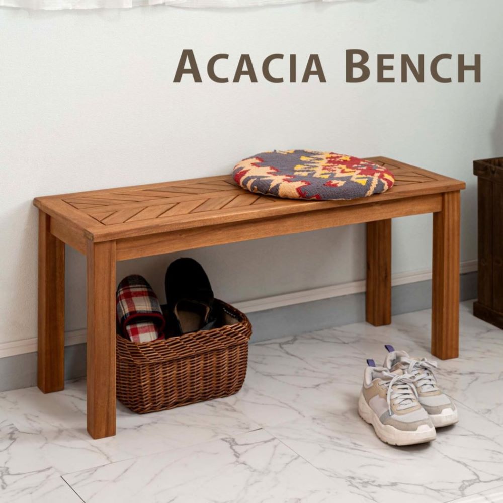 ベンチ 幅100cm 東谷 NX-719 長椅子 スツール 2人掛け 天然木 アカシア ヘリンボーン ダイニングベンチ..