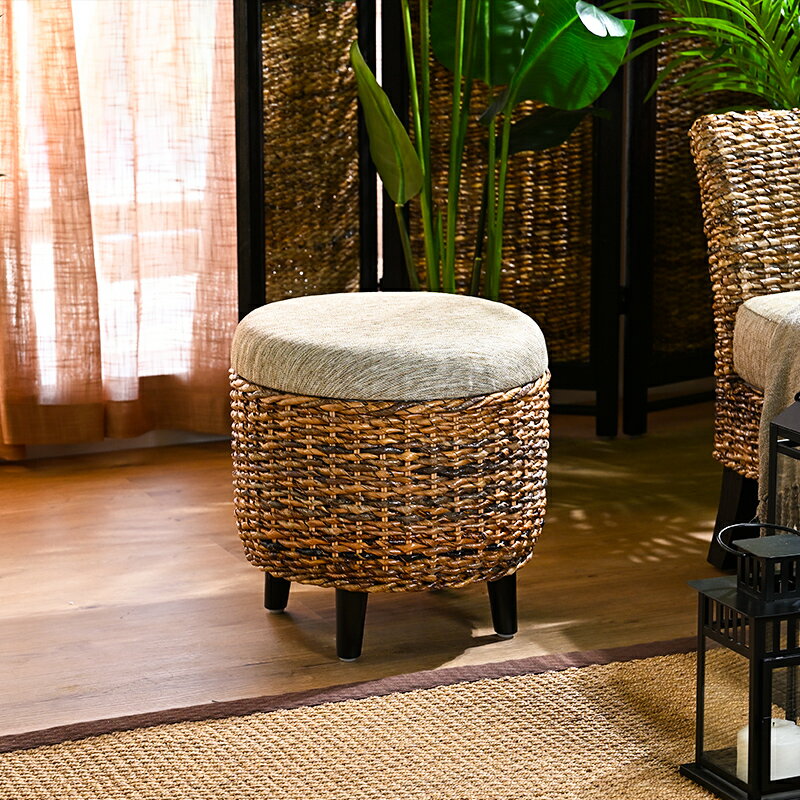 カジュアルハワイアン バナナリーフ スツール C205ATE サンフラワーラタン チェア 腰掛け オットマン ..