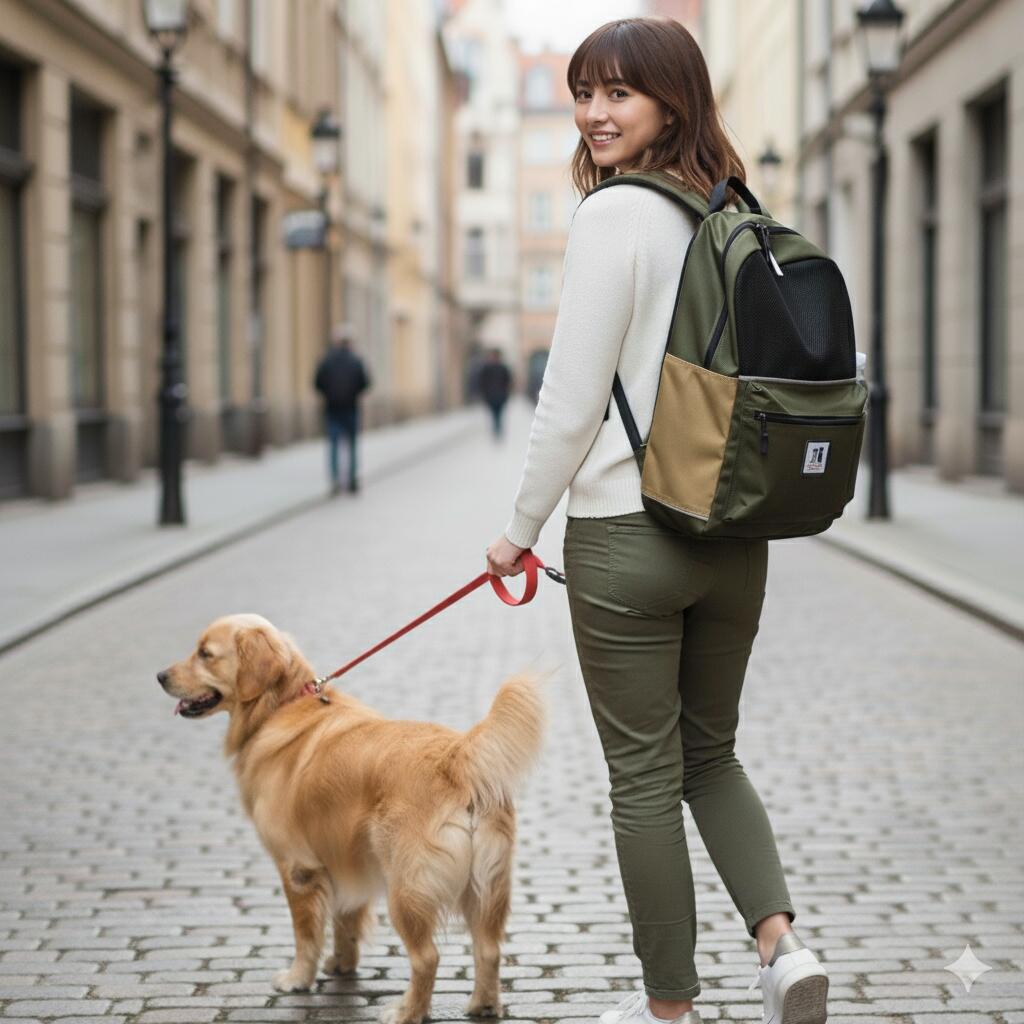 【撥水加工素材】オープンリュック カーキデルタ Anne of Black Gables(黒毛のアン)黒毛のアンのお散歩バッグ 送料無料 手触りが良いリュック スポーツ お散歩 フリスビー 散歩グッズ 犬 防水 撥水 雨に強い