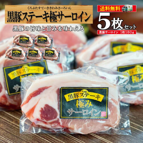 鹿児島県産黒豚サーロインステーキ5袋セット!黒豚の旨みと甘みを送料...