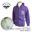 SKULL FLIGHT スカルフライト スウェットパーカー LIGHT WEIGHT ZIP PARKA FREE RIDEロゴ ホワイト パープル