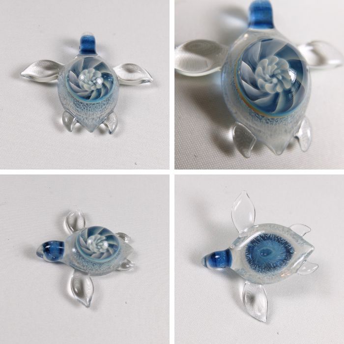 TOMOMATSU GLASS WORKS/ガラスペンダントトップ 海亀が背負う幻想的な花　幻想的 ...