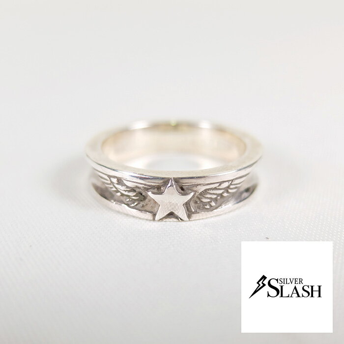 【SLASH】ミリタリーリング/リング/星/羽/シンプル/普段使い/プレゼント/SV950/シルバー