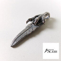 SILVER SLASH デイノ二クスクロウフェザーペンダント ペンダントトップ 羽根 恐竜 かぎ爪 シルバーシーンオブディシアン 黒曜石 古代 SV925 シルバー スラッシュ