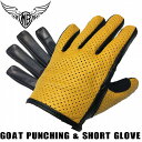 【HEAVY】 サマーグローブ バイク 山羊革パンチングメッシュ ショートグローブ 夏用 穴あき スマホタッチ対応 キャメル HGG-03P-CAM