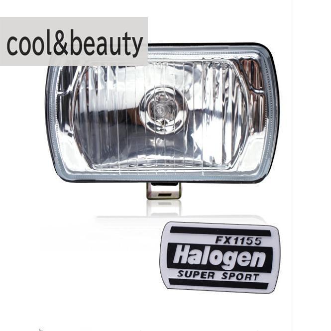 汎用 角型 フォグランプ DLAA 12V 補助灯 H3バルブ ハロゲン ガラスレンズ ライト カバー付き 128mm×98..