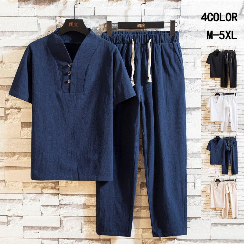 【楽天スーパーSALE】赤字覚悟 秋新作 セットアップ ルームウエア 上下セット メンズ ジャージ カジュアル ボトムス 2点セット リネン 綿麻 ゆったり