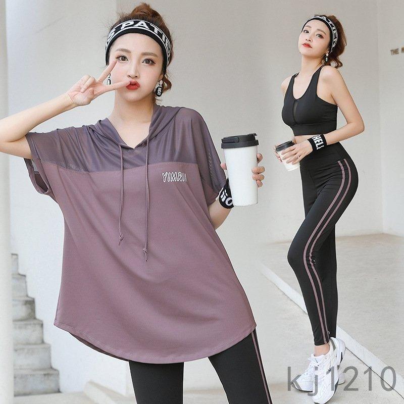 【楽天スーパーSALE】スポーツウェア レディース 半袖 4点セット ヨガウェア 夏 トレーニングウェア ランニングウェア 上下 3点セット フィットネス ジャ...