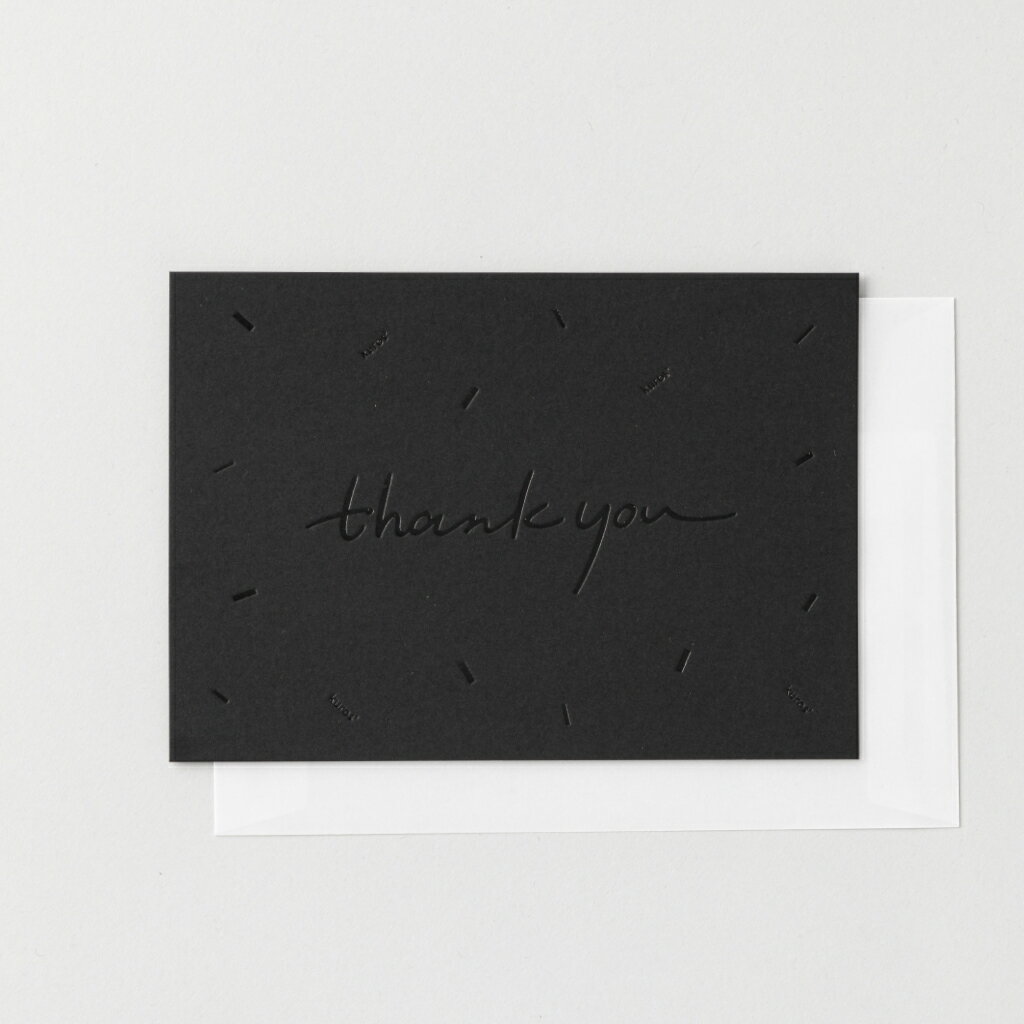 ポストカード THANK YOU / by Iyo 黒 日本製｜封筒 手紙 葉書 はがき