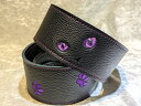Grande uomo 【特注】黒ねこ刺繍ストラップ 足跡Verアメジストカラー 【グランデウオモ】【2月誕生石】【牛革シュリンクレザーストラップ】【横浜店アク...