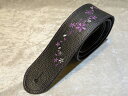 Grande uomo 紫桜刺繡ストラップ ブラックレザー【シュリンクイタリアンレザー×桜ストラップ!】【横浜店アクセサリーフロア在庫品】