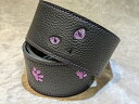 Grande uomo 【特注】黒ねこ刺繡ストラップ 足跡Verタンザナイトカラー 【グランデウオモ】【12月誕生石】【ピックレザーストラップ】【...