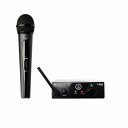 【AKG】WMS40 PRO MINI VOCAL SET(JP1) 優れたコストパフォーマンスと簡単操作のワイヤレスシステム。1チャンネル受信機とワイヤレスマイク×1本のセット ■WMS40 PRO MINIは、優れたコストパフォーマンスを実現しており、レコーディング用マイクロホンで評価の高いAKGのワイヤレスシステムを気軽に導入できます。操作も極めて簡単で、初めてワイヤレスを使用する方でも安心です。 ■コストパフォーマンスに優れており、レコーディング用マイクロホンで高い評価を得ているAKGのワイヤレスシステムを気軽に導入可能。 ■送信機や受信機、乾電池、楽器用接続ケーブルなど、必要なものが1つのパッケージに収められているため、追加機器を購入をすることなくすぐに使用可能。 ■送信機は、単3形アルカリ乾電池1本で約30時間駆動でき、ランニングコストを大幅に節約。単3形ニッケル水素充電池や単3形リチウム乾電池にも対応。 ■送信機と受信機の電源を入れて、出力レベルを調整するだけですぐに使用可能。難しい設定は一切不要。 ■受信機には、電源のONを知らせるLEDや電波を正常に受信していることを知らせるLED、過大信号の入力を警告するLEDを搭載。送信機のLEDでは電池残量の確認もでき、動作状態を見やすく表示。 ■送信機には、スライド式の電源スイッチを搭載し、OFF/ミュート/ONを手元で簡単に切り替え可能。 セット内容 1チャンネル受信機(SR40 MINI PRO) ハンドヘルド型送信機(HT40 MINI PRO) 単3形アルカリ乾電池 電源アダプター 和文取扱説明書 スペック 電波形式 &nbsp;&nbsp;&nbsp;&nbsp;&nbsp;&nbsp;F3E 搬送波周波数 &nbsp;&nbsp;&nbsp;&nbsp;&nbsp;&nbsp;JP1：808.625MHz、JP2：809.125MHz 到達距離 &nbsp;&nbsp;&nbsp;&nbsp;&nbsp;&nbsp;約20m　&nbsp;&nbsp;&nbsp;&nbsp;&nbsp;&nbsp;※見通しのよい屋外で使用した場合。※使用環境により異なる。 空中線電力 &nbsp;&nbsp;&nbsp;&nbsp;&nbsp;&nbsp;6mW THD &nbsp;&nbsp;&nbsp;&nbsp;&nbsp;&nbsp;0.8%以下 周波数特性 &nbsp;&nbsp;&nbsp;&nbsp;&nbsp;&nbsp;40Hz～20kHz　&nbsp;&nbsp;&nbsp;&nbsp;&nbsp;&nbsp;※システム全体の帯域幅はマイクロホンにより変動。 受信機 出力 &nbsp;&nbsp;&nbsp;&nbsp;&nbsp;&nbsp;出力数 &nbsp;&nbsp;&nbsp;&nbsp;&nbsp;&nbsp;1 出力端子 &nbsp;&nbsp;&nbsp;&nbsp;&nbsp;&nbsp;標準フォーンジャック(3P) 出力インピーダンス &nbsp;&nbsp;&nbsp;&nbsp;&nbsp;&nbsp;1.3kΩ SN比 &nbsp;&nbsp;&nbsp;&nbsp;&nbsp;&nbsp;110dB(Aウェイト) 電源 &nbsp;&nbsp;&nbsp;&nbsp;&nbsp;&nbsp;DC12V(0.5A)、電源アダプター(AC100V、50/60Hz) 寸法(W×H×D) &nbsp;&nbsp;&nbsp;&nbsp;&nbsp;&nbsp;134×43×132mm(除突起部) 質量 &nbsp;&nbsp;&nbsp;&nbsp;&nbsp;&nbsp;466g ※ハンドヘルド型送信機を使用した場合、受信機の出力信号はマイクレベルになります。ボディーパック型送信機を使用した場合、受信機の出力信号はボディーパック型送信機のゲインつまみの設定によりマイク～ラインレベルになります。 送信機 アンテナ形式 &nbsp;&nbsp;&nbsp;&nbsp;&nbsp;&nbsp;内蔵式アンテナ 電源 &nbsp;&nbsp;&nbsp;&nbsp;&nbsp;&nbsp;単3形アルカリ乾電池×1 または 単3形ニッケル水素充電池×1 または 単3形リチウム乾電池×1 電池寿命 &nbsp;&nbsp;&nbsp;&nbsp;&nbsp;&nbsp;アルカリ乾電池：約30時間、ニッケル水素充電池：約30時間、リチウム乾電池：約30時間　※使用環境により異なる。 寸法(φ×H) &nbsp;&nbsp;&nbsp;&nbsp;&nbsp;&nbsp;53×228mm 質量 &nbsp;&nbsp;&nbsp;&nbsp;&nbsp;&nbsp;192g ご注意 最大同時運用可能チャンネル数は、電波の混信が一切ない状況で使用した場合に同時に運用できる最大のチャンネル数です。同一会場で同時に運用できるのは、2チャンネル・モデルでは1セット、1チャンネル・モデルでは2セットになります。1チャンネル・モデルには送信周波数が異なるJP1とJP2のバージョンがあります。同一会場で同時に2セット運用するためには、異なるバージョンを1セットずつ用意してください。