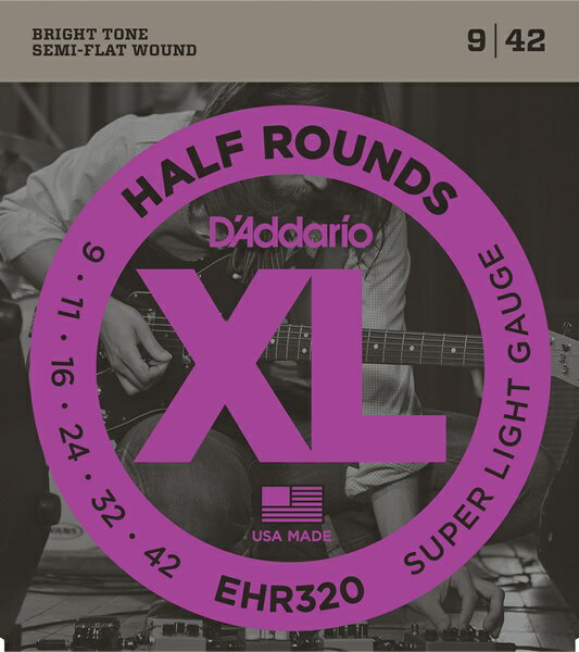 D'Addario EHR320 Half Rounds, Super Light, 09-42 《エレキギター弦》 ダダリオ (ご予約受付中)