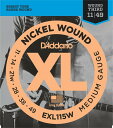 D'Addario EXL115W Nickel Wound, Medium/Blues-Jazz Rock, Wound 3rd, 11-49 《エレキギター...