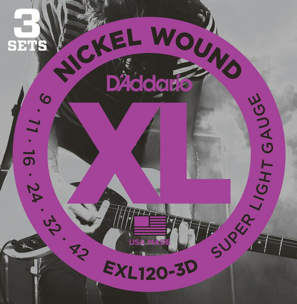 D'Addario EXL120-3D (09-42)《エレキギター弦》 ダダリオ【3セットパック】