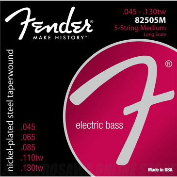 Fender 8250 Bass Strings, Nickel Plated Steel Taper Wound, Long Scale, 8250-5M .045-.130 Gauges, 《5弦ベース弦》【ネコポス】【ONLINE STORE】