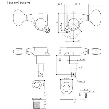 Gotoh / ゴトー SG510 Series for Standard Post SGS510Z (Chrome / P4N) [対応ヘッド: L3+R3 ] 《ギターペグ6個set》【ONLINE STORE】