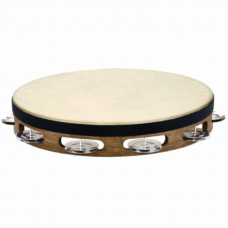 Meinl マイネル Headed Wood Tambourines Traditional Goatskin Wood Tamburine, Stainless Steel Jingles TAH1WB 1 row[TAH1WB ] (タ..