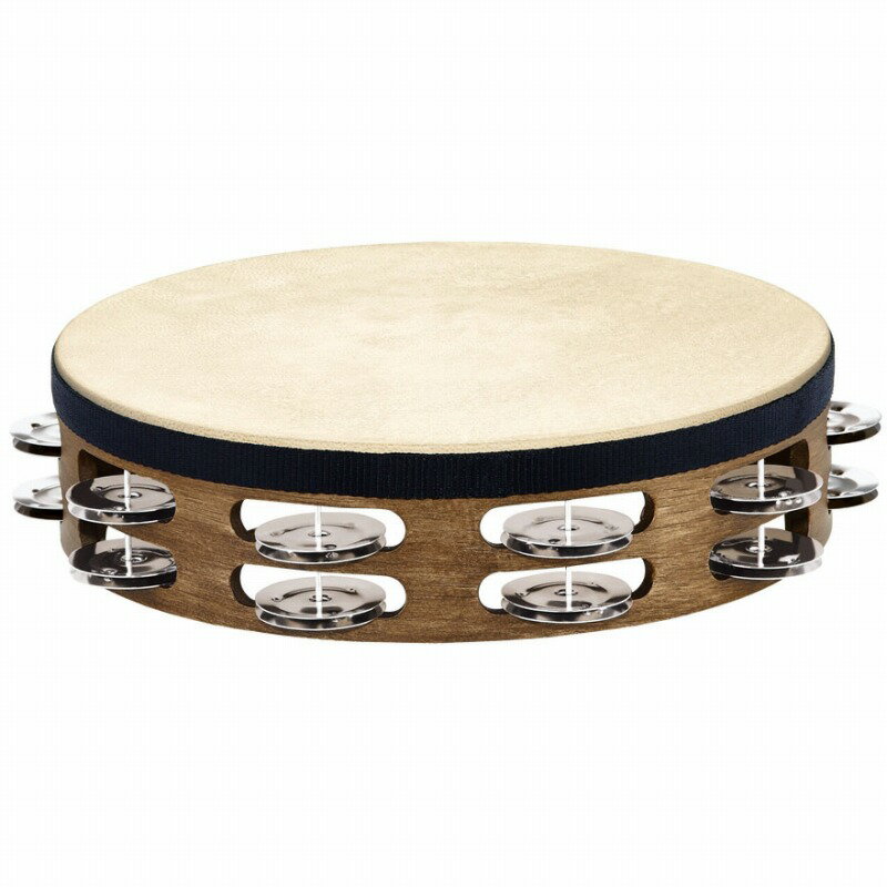 Meinl マイネル Headed Wood Tambourines Traditional Goatskin Wood Tamburine, Stainless Steel Jingles TAH2WB 2 row[TAH2WB ] (タ..