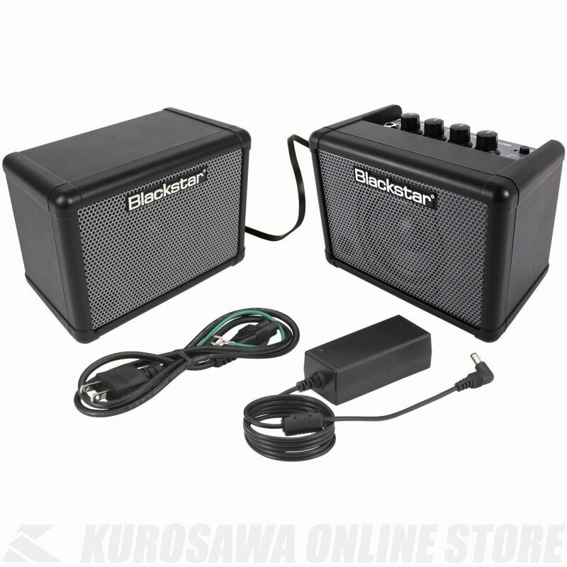 FLY Bass Stereo Pack A battery powered mini bass guitar amp and portable speakers FLY 3 BASS MINI AMP本体とエクステンション・キャビネットに加えて、専用パワーサプライ(PSU-1)をセットにしたパックです。 FLY 3 BASS A battery powered mini bass guitar amp and portable speaker FLY 3 BASS MINI AMPは、3ワット出力のベース用ミニアンプです。 クリーンとオーバードライヴの2チャンネル構成で、ミッドレンジを連続的にコントロールするベースEQ、サウンドの粒立ちを揃えるコンプレッション・コントロール、さらに低音域を際立てるSUBコントロールを搭載することで、コンパクト・サイズを超えた迫力あるベース・サウンドを実現します。 また、FLY 3 BASS MINI AMPはフルレンジ・スピーカーとMP3 / Line IN端子を搭載していますので、お気に入りの楽曲とジャミングを楽しむことはもちろん、スマートフォンやタブレットなどからの音楽も完璧に再生します。 ヘッドフォンを使用しての演奏やレコーディングにも活用できるEmulated Out & PHONES端子も搭載しています。 バッテリー駆動対応ですので、どこでも気軽にベース演奏を楽しんだり音楽を聴いたりすることが可能な画期的なベース・ミニアンプです。 FLY 3 BASS 主な特徴 ・軽量でコンパクトな3ワット出力のベース用ミニアンプ ・クリーンとオーバードライヴの2チャンネル仕様 ・迫力あるサウンドを実現するフルレンジ3インチ・スピーカー ・ミッドレンジを連続的コントロールするベースEQ ・迫力ある低域を実現するSUBコントロール ・MP3プレーヤーを接続して、ジャムや音楽再生が楽しめるMP3ライン・イン端子 ・録音やヘッドフォンに活躍できるエミュレーテッド・アウト端子 ・専用パワーサプライFLY Power Supply(PSU-1)(別売)に加えて、乾電池（単3乾電池6本）での駆動も可能 ・*パワーサプライで駆動する場合は、FLY Power Supplyを必ず使用してください。FLY Power Supplyは、FLY 3 Bassに搭載しているオリジナル・スピーカーの抵抗値に対して適切なオーディオ・パワーを供給し、高品位なサウンドを生みだす6.5V仕様の専用パワーサプライです。 Specification 出力：3 Watts 許容入力:3 Watts FLY 3 BASS MINI AMP本体 寸法(mm)：170 (W) × 126 (H) × 102 (D) FLY 3 BASS MINI AMP本体 重量：0.90kg (単3乾電池6本含む)