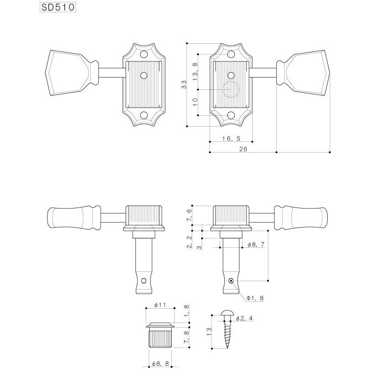 Gotoh / ゴトー SD510 Series for Standard Post SD510 (X Chrome / P5R)[対応ヘッド:L3+R3 ] 《ギターペグ6個set》 【送料無料】【ONLINE STORE】 2